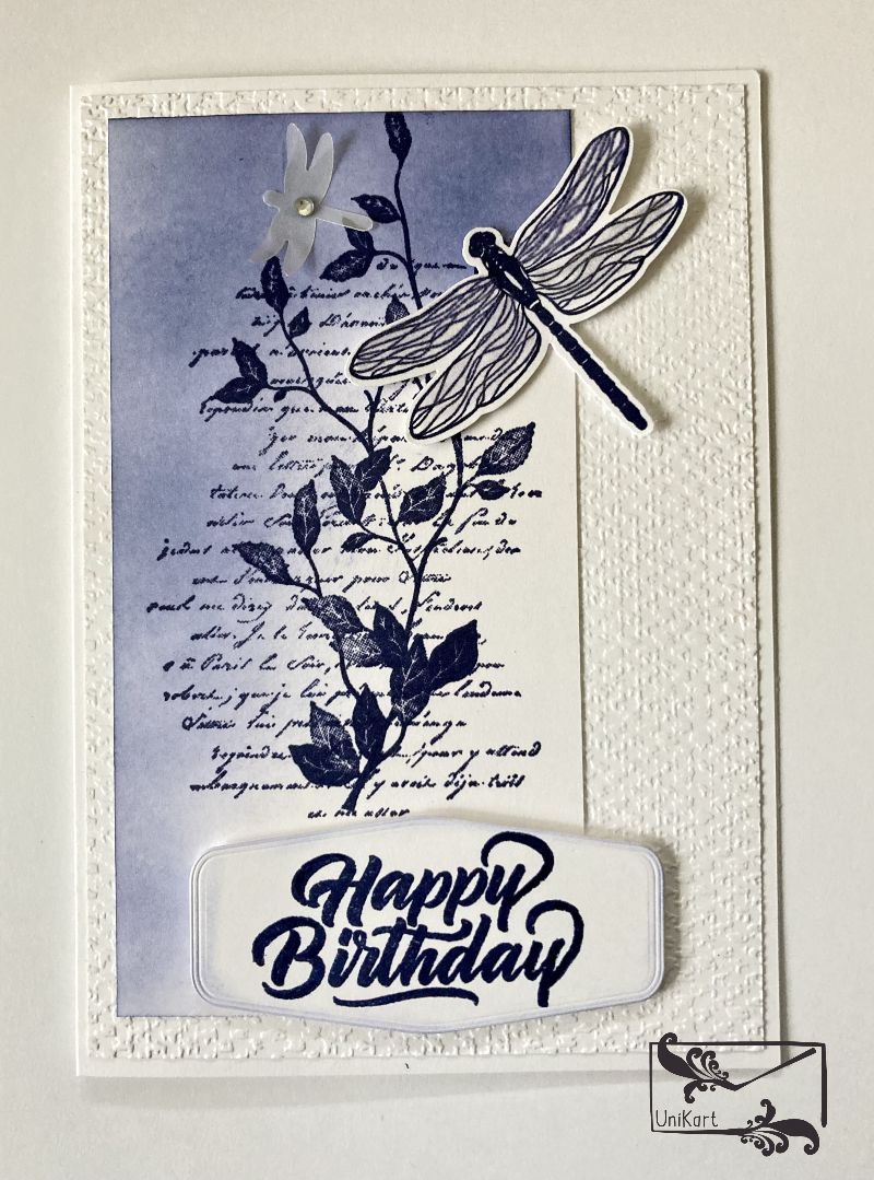  - 3D Glückwunschkarte zum ♡Geburtstag♡  mit Libellen und Grusstext Handgefertigt mit Stampin'Up Produkten