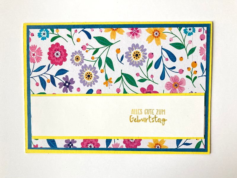  -  ♡ Geburtstagskarte ♡ Glückwunschkarte mit Bunten Blumen Handarbeit Unikat 