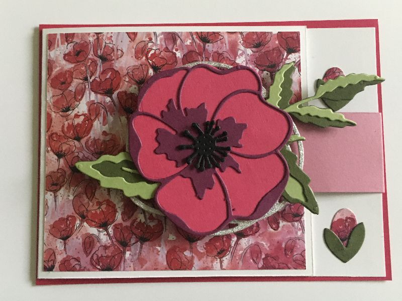  - Besonders geformte Geburtstagskarte Mohnblumen Handarbeit Unikat Glückwunschkarte mit Grusstext 