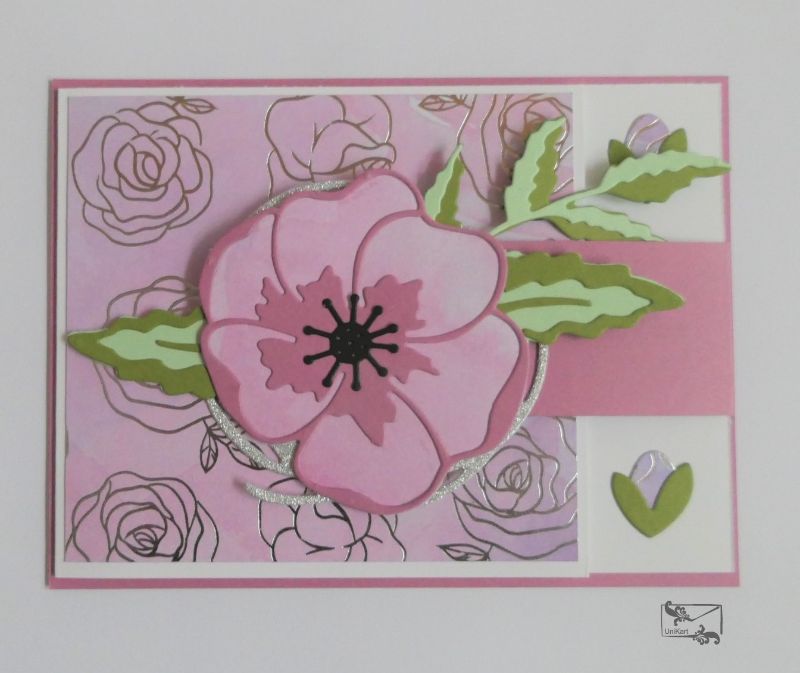  - Besonders geformte Valentinstagskarte Rosen Handarbeit Unikat Glückwunschkarte mit Grusstext 