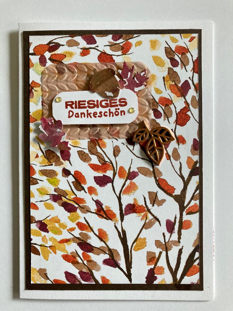  - Danke Freundschaft Grußkarte Herbst Blätter Unikat Handarbeit Stampin'up
