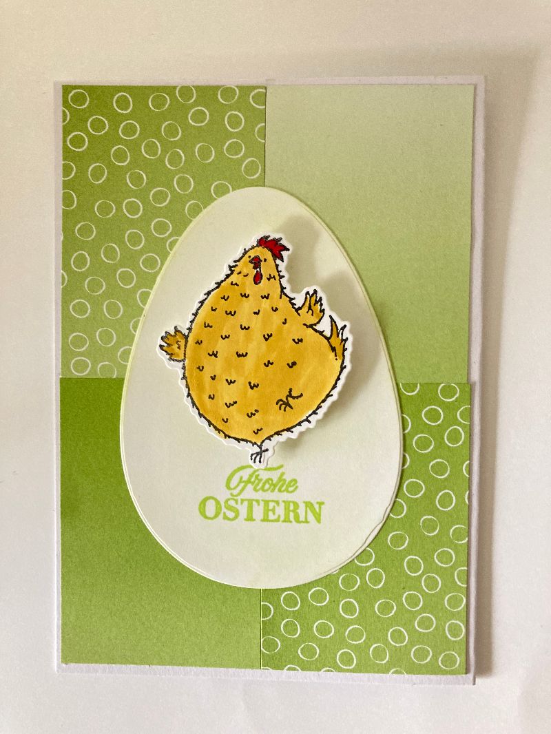  - Osterkarte Henne Huhn 3D Grußkarte Glückwunschkarte handgefertigt Unikat  