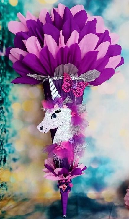  -   Schultüte Einhorn Pferd Pegasus Zuckertüte für Mädchen Rohling 85 cm 