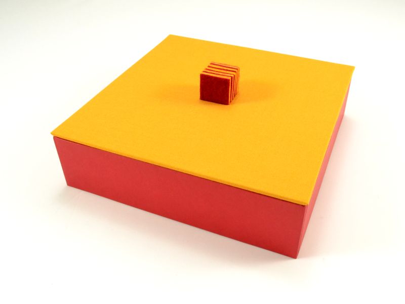  - Schachtel Box schlicht gelb-orangerot