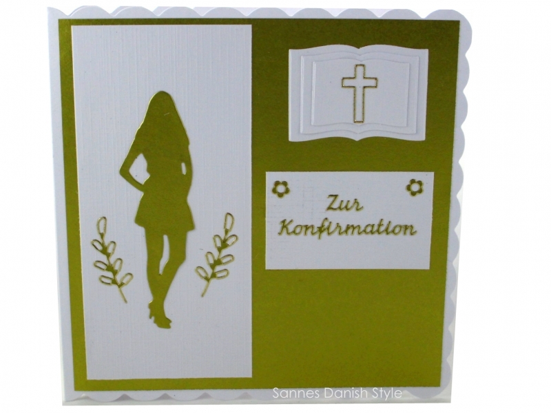  - Glückwunschkarte, Grußkarte Konfirmation, Konfirmationskarte für Mädchen, schöne Karte in gold und weiß, die Karte ist ca. 15 x 15 cm