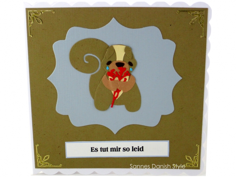  - Grußkarte mit Eichhörnchen, Entschuldigungskarte Eichhörnchen, Tränen, Blumen, Tut mir leid Grußkarte, ca. 15 x 15 cm