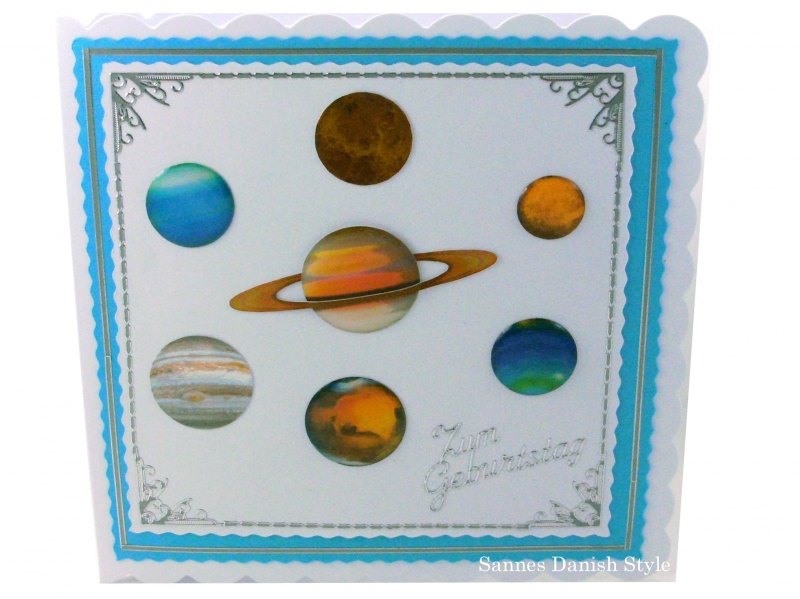  - Geburtstagskarte mit Planeten, Sonnensystem, für Schule oder Beruf, ca. 15 x 15 cm