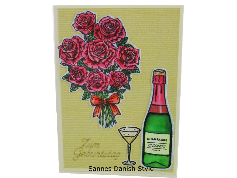  - Blumenkarte, 3D Geburtstagskarte, Blumenstrauß, Flasche Glückwünsche mit Blumen, Blumengruß für die Frau, schöne Blumenstrauß, die Karte ist DIN A6 Format