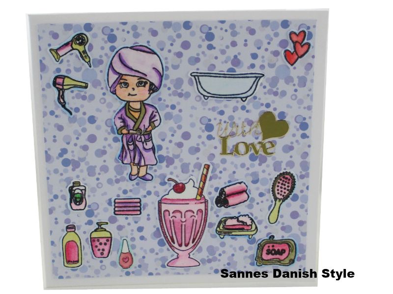  - Muttertagskarte oder Geburtstagskarte, für ein Verwöhn Tag, mit Eisbecher essen und Beauty Salon, die Karte ist ca. 15 x 15 cm