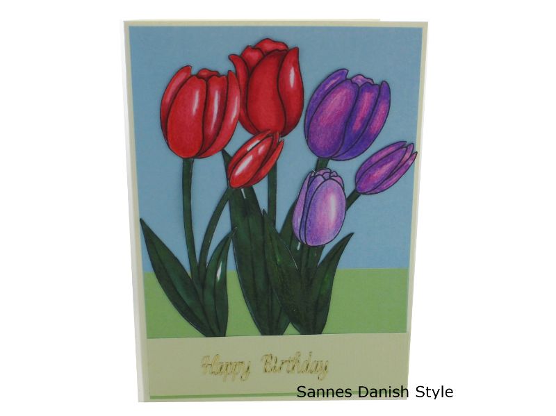  - Tulpenkarte, 3D Geburtstagskarte, Happy Birthday, Blumenstrauß, Tulpengruß, schöne Tulpen, die Karte ist DIN A6 Format