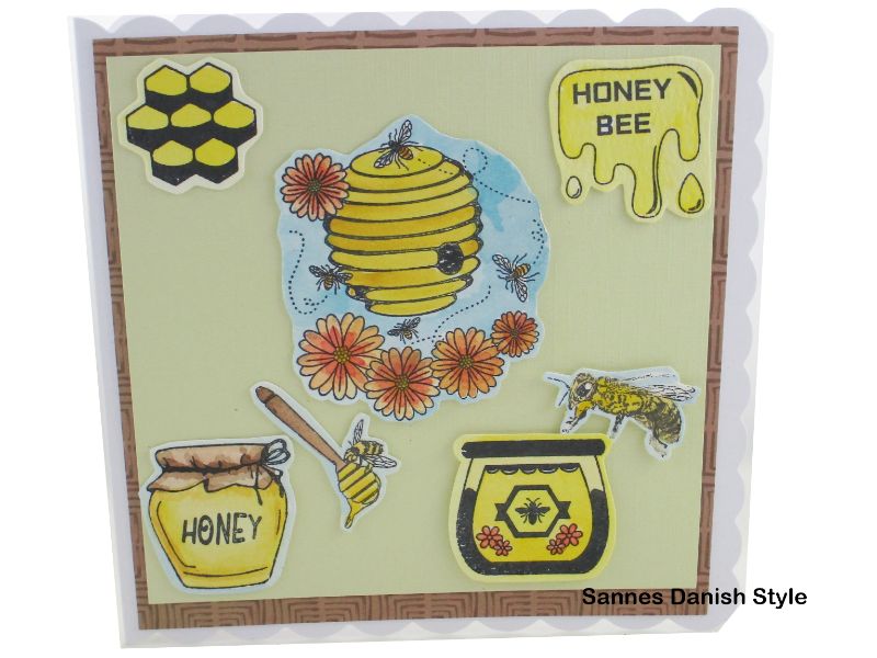  - 3D Karte mit Bienen, Geburtstagskarte für Imker, Bienenzüchter, für Imker mit Bienen, Bienenstock,  Blumen und Honig, ca. 15 x 15 cm