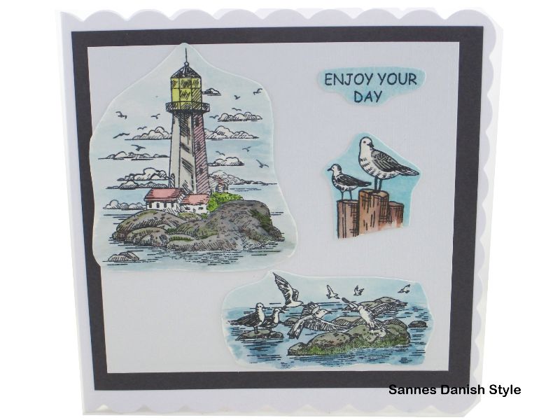  - 3D Geburtstagskarte, Urlaubskarte, im Norden Urlaub, mit Lichtturm, Möwen und Meer, Text Reiselust, die Karte ist ca. 15 x 15 cm