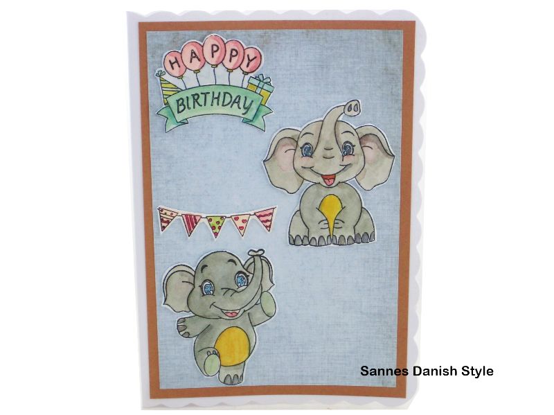  - Süße Kinder Geburtstagskarte, Elefanten und Ballons, Geburtstagskarte für Mädchen und Jungen, Aquarellkarte, die Karte ist DIN A6