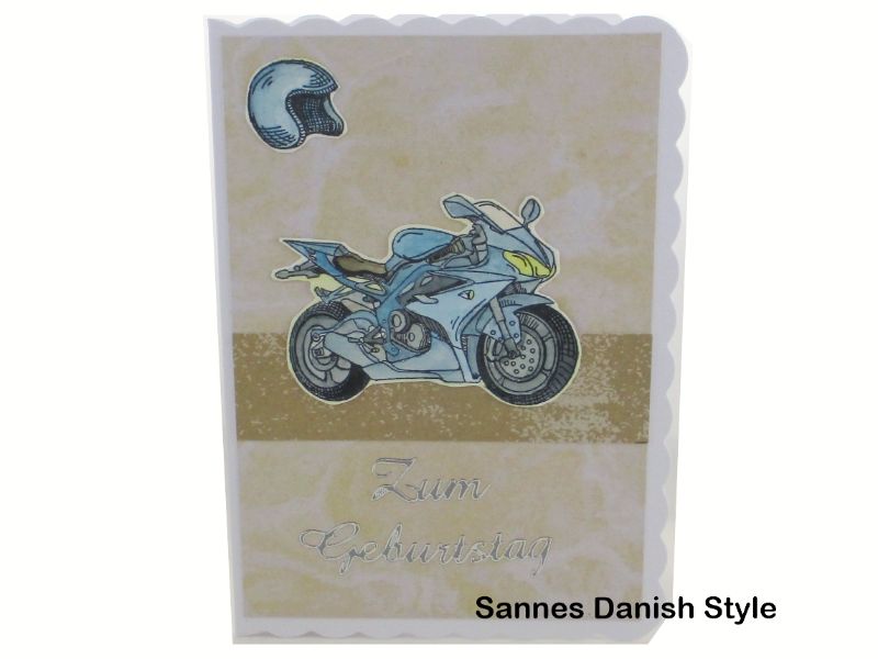  - Motorrad Geburtstagskarte, Herzlichen Glückwunsch, Motorrad blau, 3D Karte, Aquarellkarte, die Karte ist ca. DIN A6 (14,8 x 10,5 cm) Format