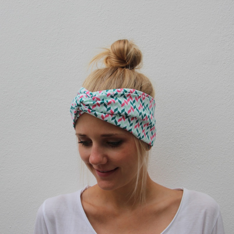  - Haarband Stirnband genäht grafisches Muster  Turbanstyle Handarbeit von zimtblüte