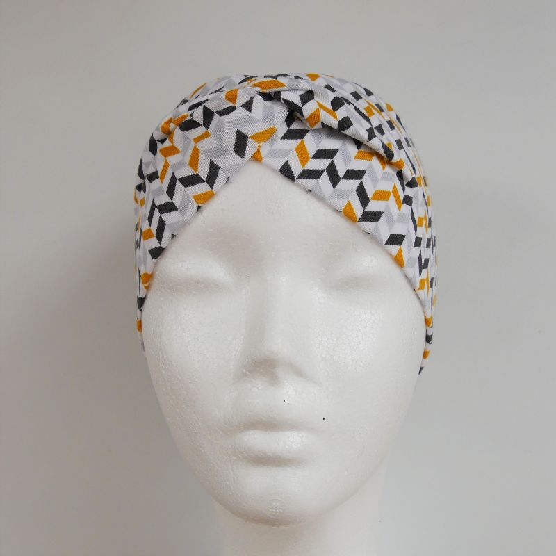  - MODERNART Stirnband mit Bandeau gelb grau von zimtblüte Handarbeit 