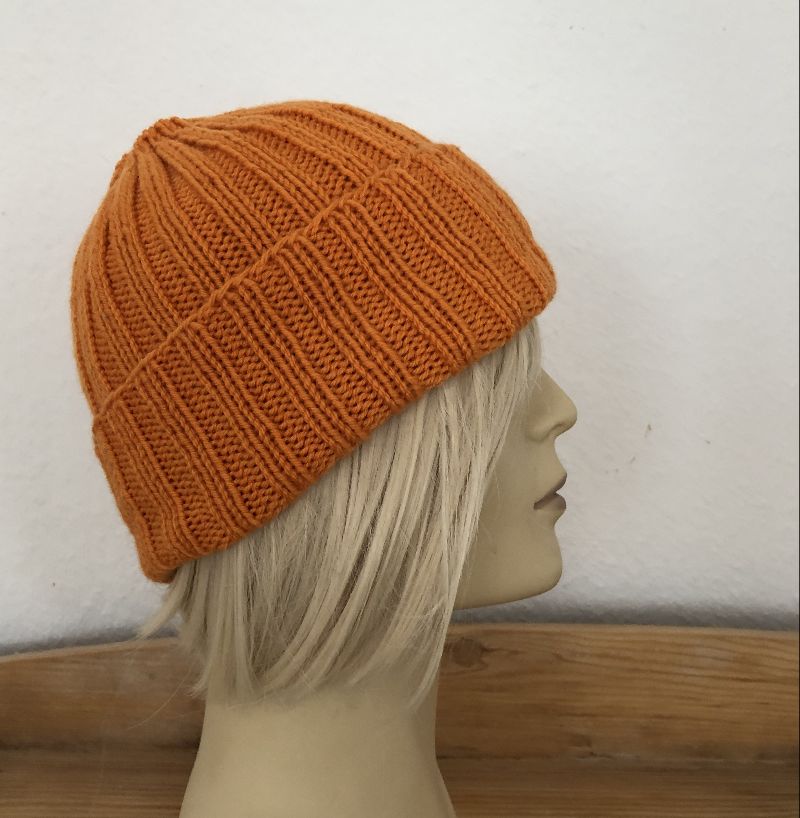  - Mütze Modell ELLI orange Beanie handgestrickt   unisex von zimtblüte  