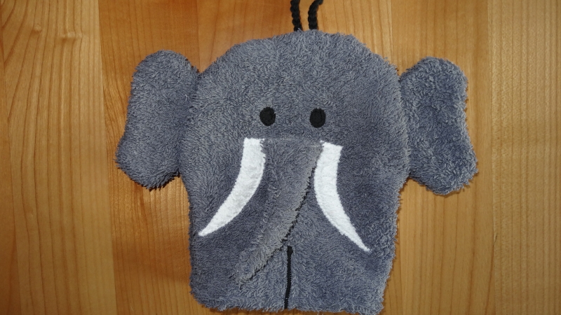  - Waschhandschuh Elefant für Kinder (Waschlappen)