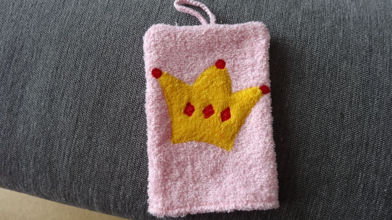  - rosa Waschhandschuh -Krone- für die kleine Prinzessin 