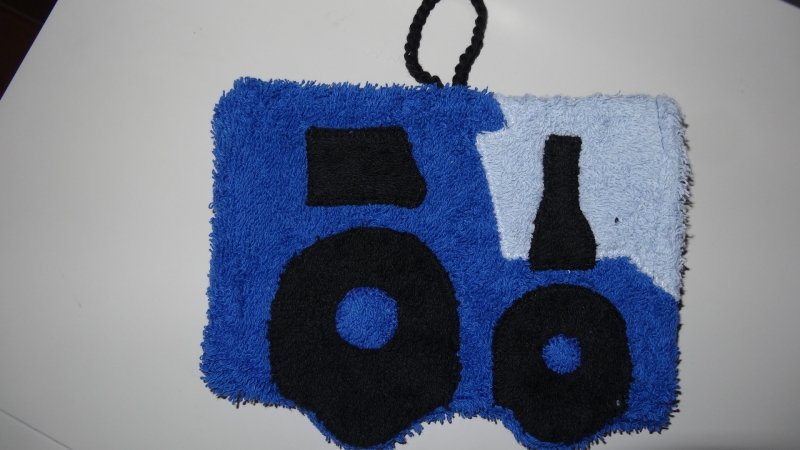  - Waschlappen Traktor ob in blau, grün oder rot (Waschhandschuh)