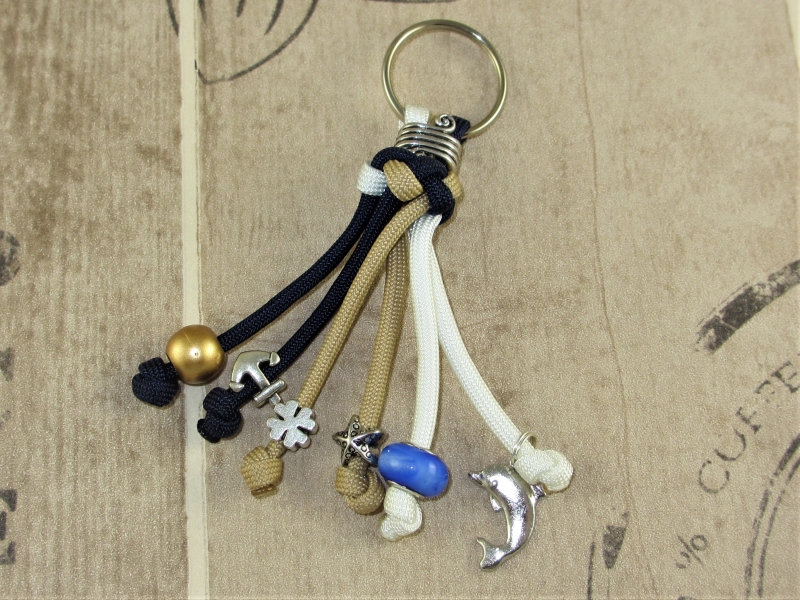  - Schlüsselanhänger aus Paracord im maritimen Look mit Zierknoten Anänger für Schlüssel mit Schlüsselring Taschenbaumler Taschenanhänger Anhänger für Tasche für Männer und Frauen für