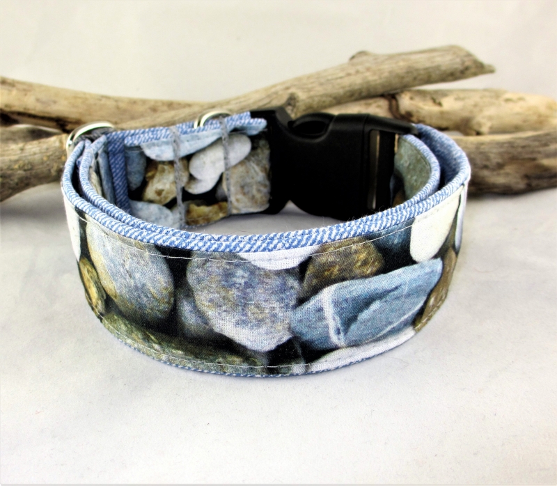  - Hundehalsband Stones Halsband Nylonhalsband verstellbar mit Klickverschluss Metall (Alu) oder Kunststoff