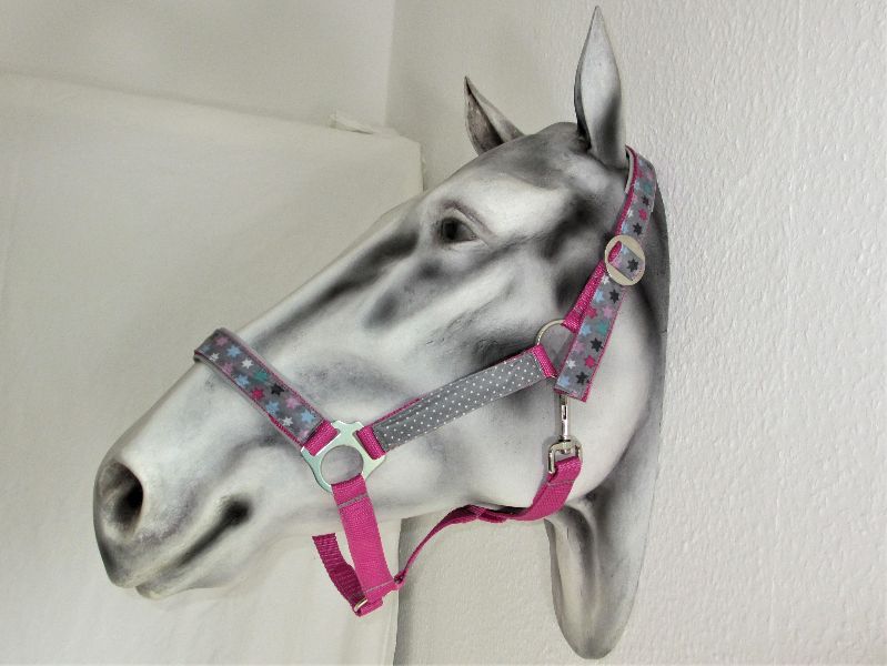  - Pferdehalfter Be a Star pink handgefertigt abwischbar und wasserfest Stallhalfter Reithalfter Halfter für Pferde verstellbar Größe Wamblut Pony Vollblut  