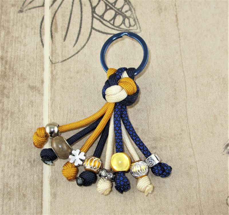  - Schlüsselanhänger aus Paracord Anhänger für Schlüssel mit Schlüsselring Taschenbaumler Taschenanhänger blau gelb für Frauen für Mädchen Anhänger für Autoschlüssel für Hausschlüssel