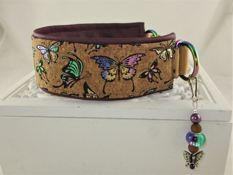  - Windhundhalsband Rainbow Butterfly Hundehalsband Galgo Podenco Whippet mit Zugstopp Verschluss und Schmuckanhänger 