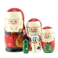  - Handgearbeiteter Santa Claus / Ded Moroz, Holz, 5-er Set, Unikat, 16 cm, # DW 902