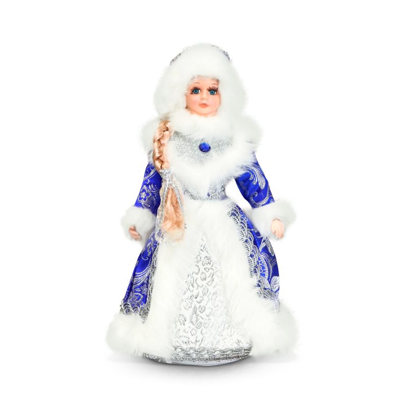  - Schneewittchen mit blauem Pelzmantel, handgearbeitet, neu, 35 cm, # P 102 