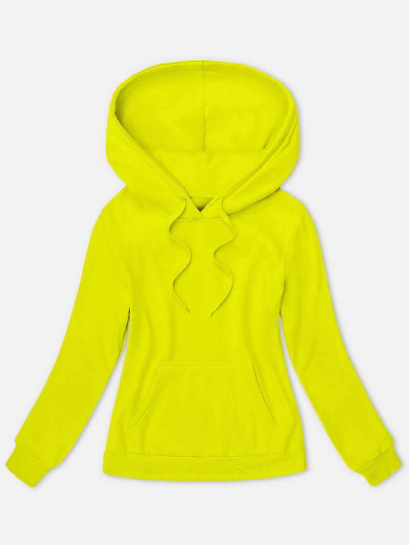  - Damen-Kapuzenpullover mit Kängurutasche vorne, Langarm, Größe L / 38, gelb Neon # OZ 05
