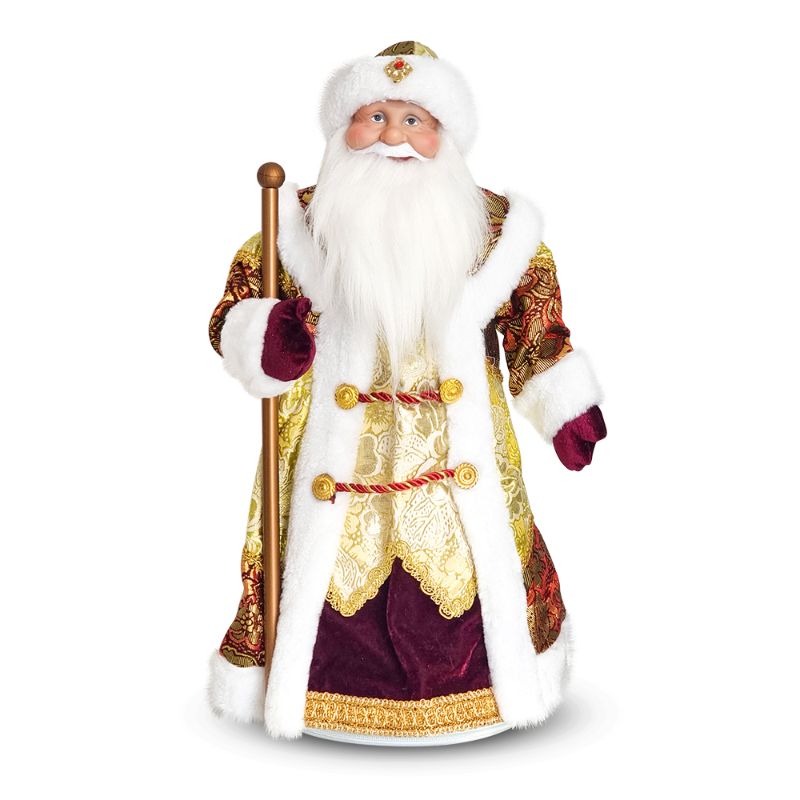  - Weihnachtsmann / Santa Claus mit goldenem Pelzmantel, handgearbeitet, neu, 48 cm,  mit Geschenkefach, # P109