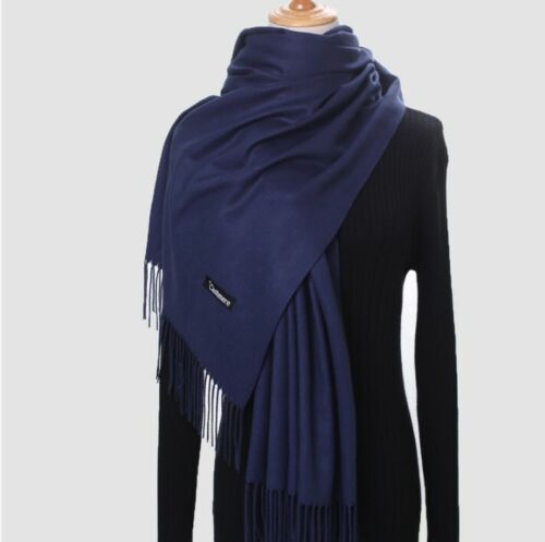  - Damen-Sommer-Kaschmir-Schal mit Seide, 200 x 70 cm, dunkelblau, neu 