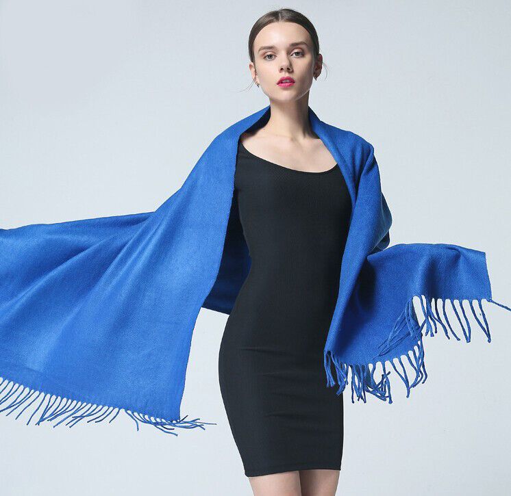  - Damen-Sommer-Kaschmir-Schal mit Seide, 200 x 70 cm, hallblau, neu  