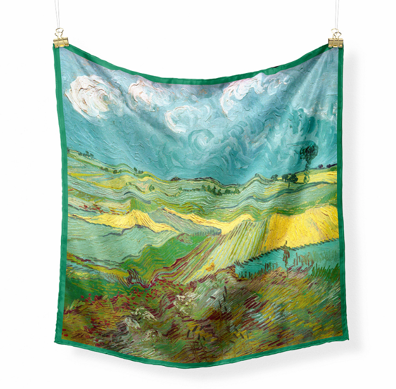  - Damen Sommer-Seidentuch/Schal/Hals-Kopftuch, grün-gelb, 53 x 53 cm, # IKA 104