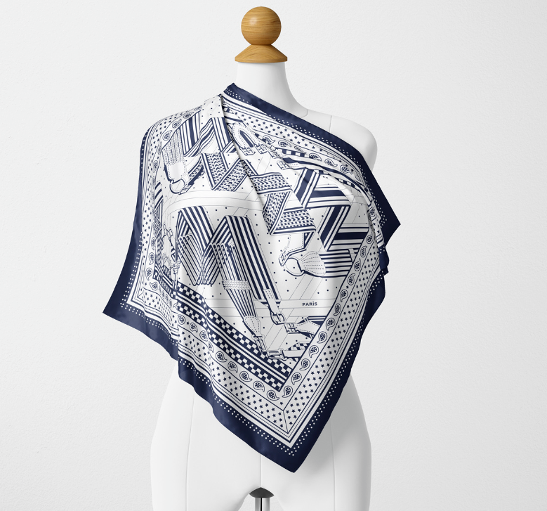  - Damen Sommer-Seidentuch/Schal/Hals-Kopftuch, bunt-weiß, 53 x 53 cm, # IKA 101