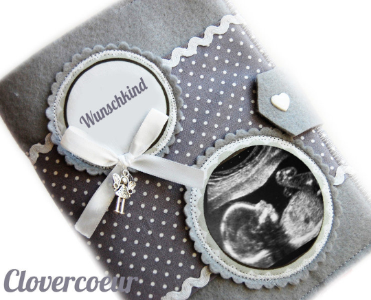  - Mutterpasshülle Herz Mutterpass Hülle Mutterkindpass Ultraschallbild Baby 