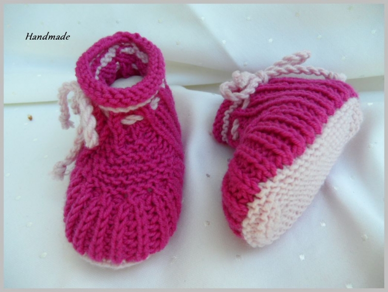  - Babyschuhe aus Wolle Merino, für Mädchen, pink, rosa