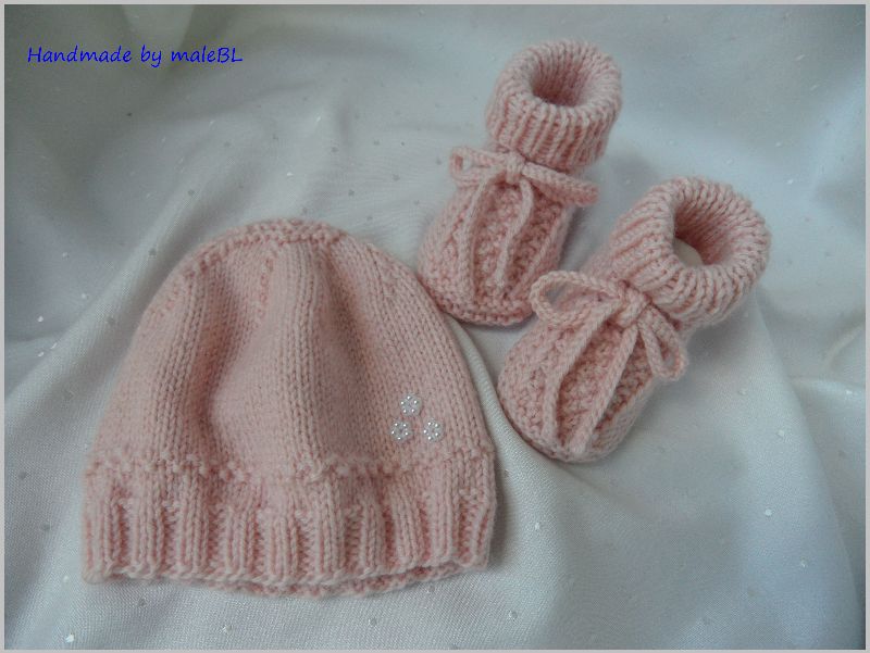  - Neugeborenenset für Mädchen, handgestrickt aus Wolle (Merino), Cashmere