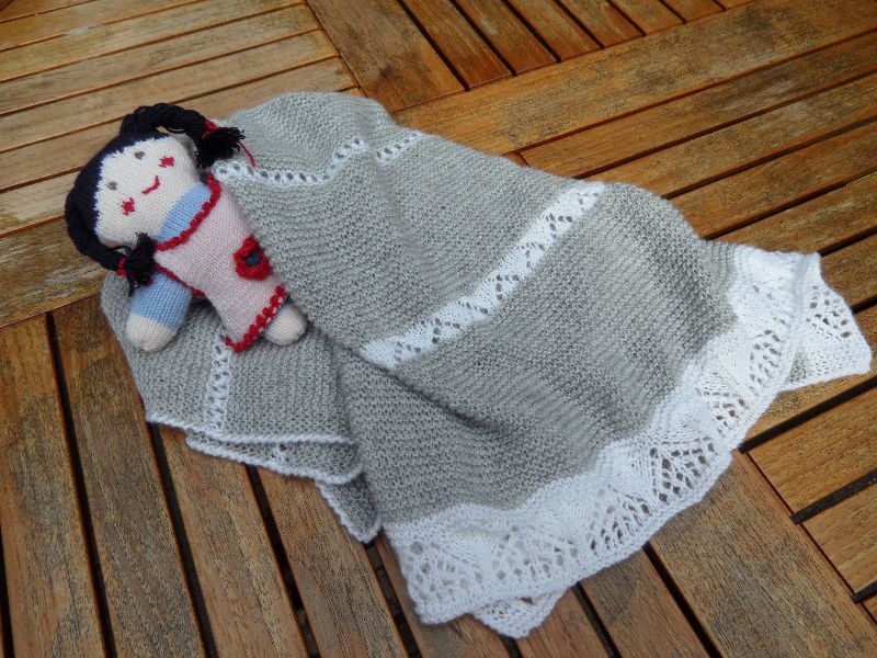  - Babydecke handgestrickt aus Baumwolle, Wolle (Merino), Alpaka