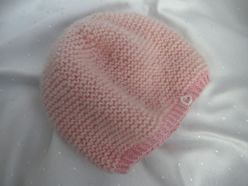  - Babymütze handgestrickt aus Wolle (Merino)/Mohair/Seide