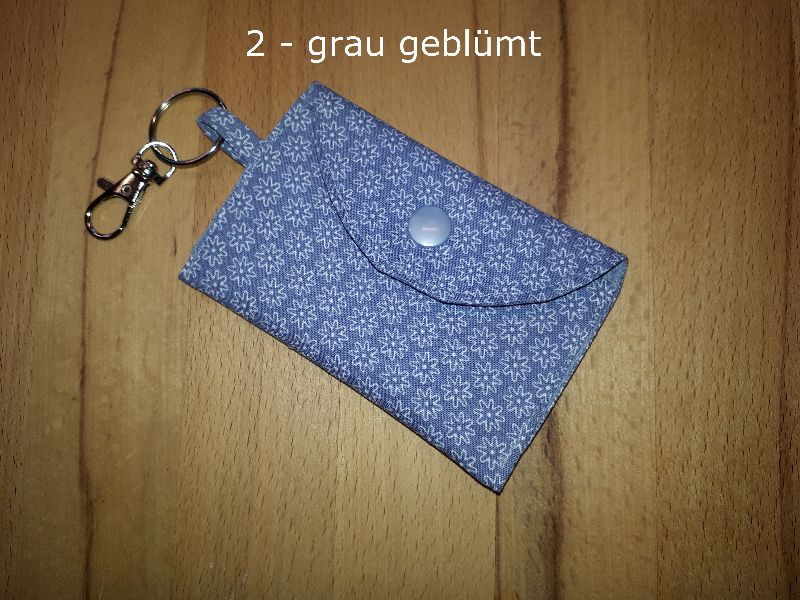  - Mini-Bag, Mini Geldbörse, Sammelkartentasche - Grau geblümt