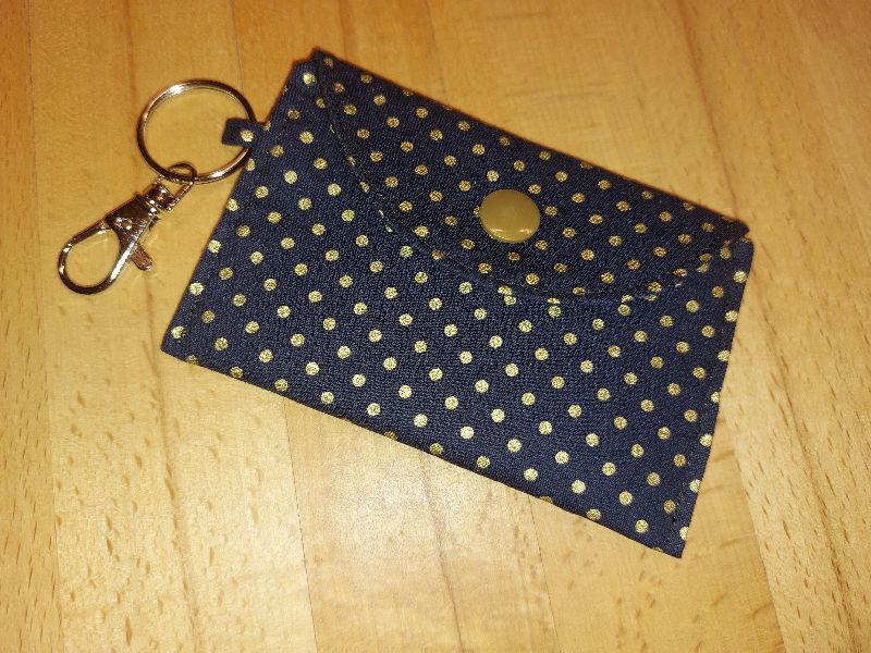  - Mini-Bag, Mini-Geldbörse, Sammelkartentasche - Marine mit goldenen Punkten