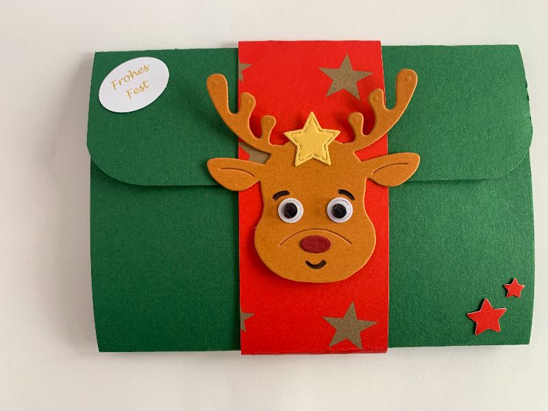  - Gutscheinkarte Weihnachtskarte Elch Weihnachtsgruß Gutschein 