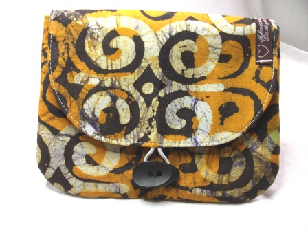  - Kleine Tasche im afrikanischen Style in Gelb, Braun und Weiß, handgemacht