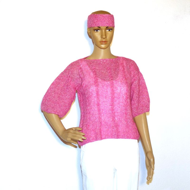 Schicker Moderner Sommer Damen-Pullover voll im Trend in Pink .