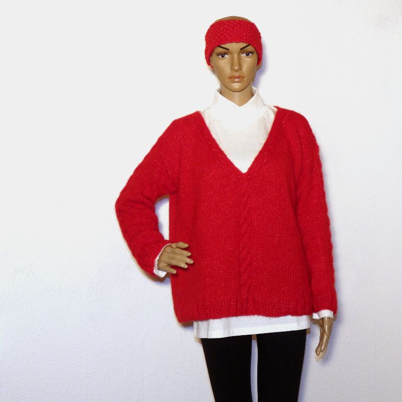 Eleganter schicker Damen-Pullover für den Winter in Rot.
