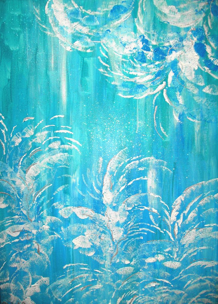  - Acrylbild Eisblumen Acrylmalerei Gemälde abstrakte Kunst Wanddekoration blaues Bild 