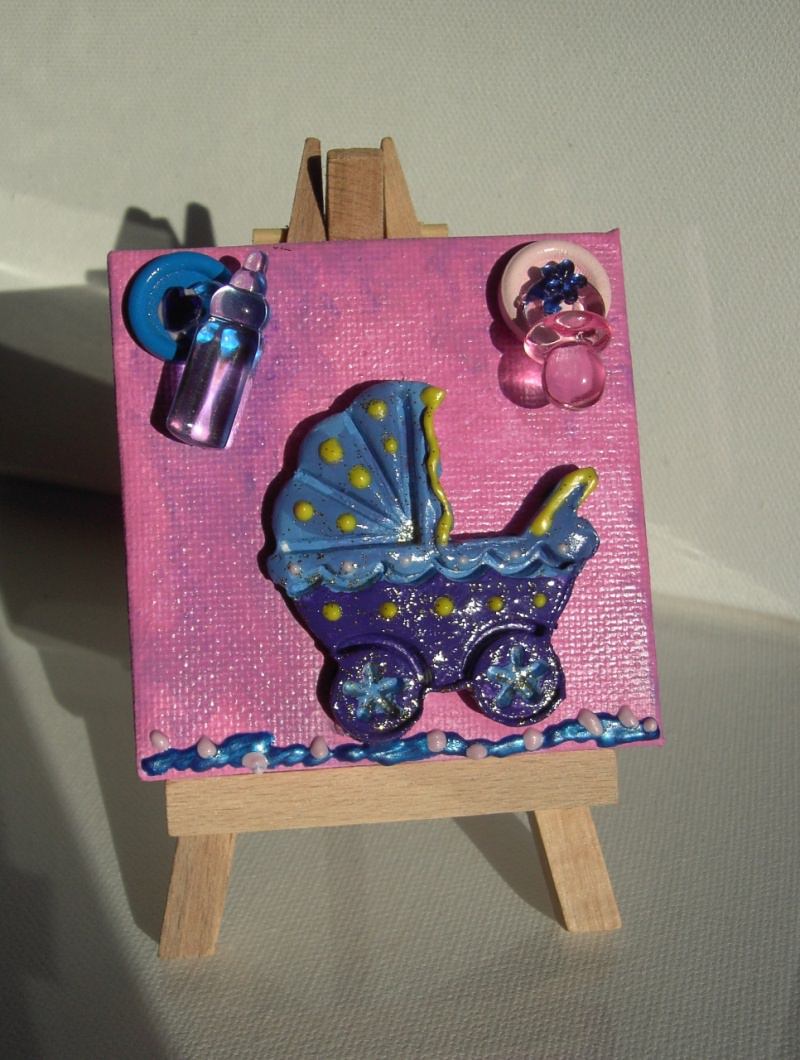  - Minibild Kinderwagen blau rosa Taufgeschenk für Jungen und Mädchen Geschenk zur Geburt Babyparty Minibild Acrylbild  